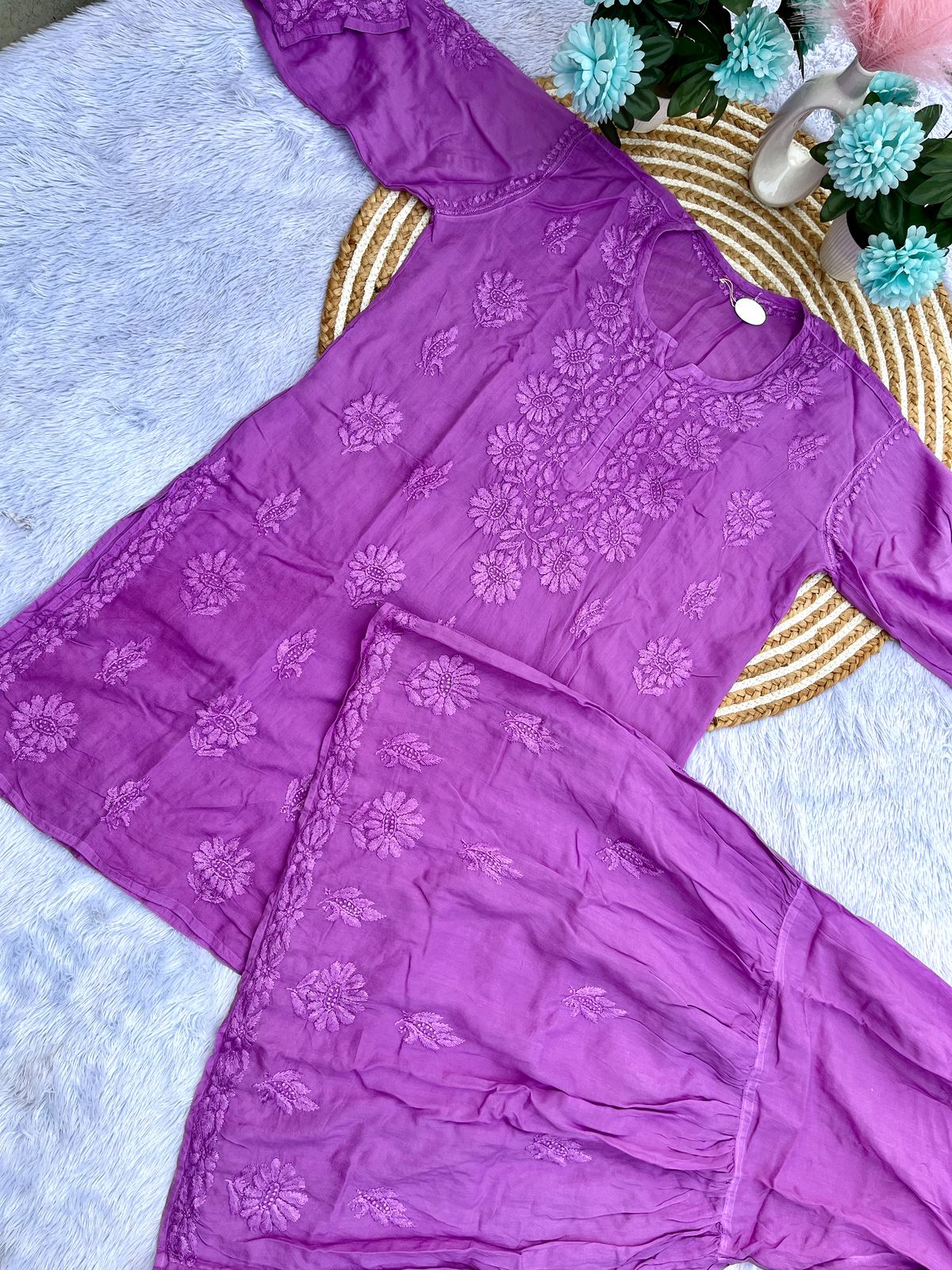 Modaal Garara Set with Intricate 3D Embroidery – Customizable Ethnic Wear for Women