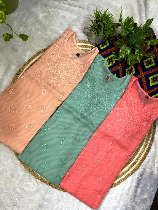 Elegant Kota Cotton Kurti with Lace Accents