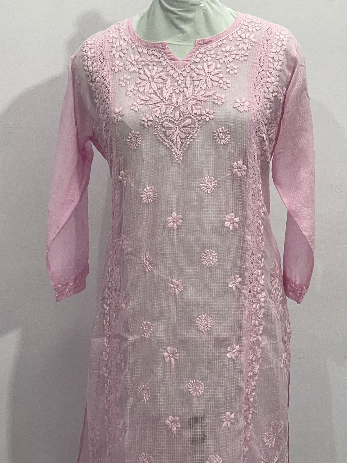Elegant Kota Cotton Kurti with Lace Accents