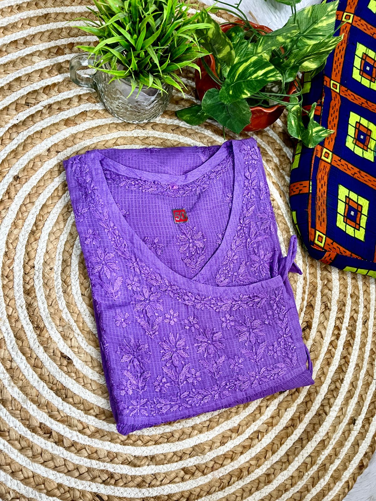 Elegant Kota Cotton Kurti with Lace Accents