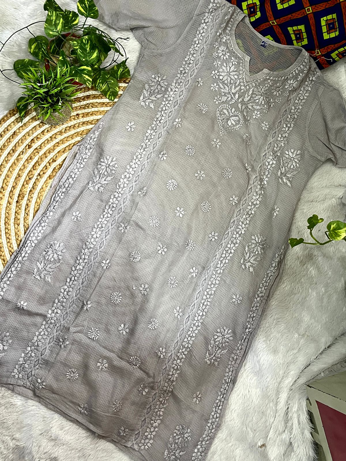 Elegant Kota Cotton Kurti with Lace Accents